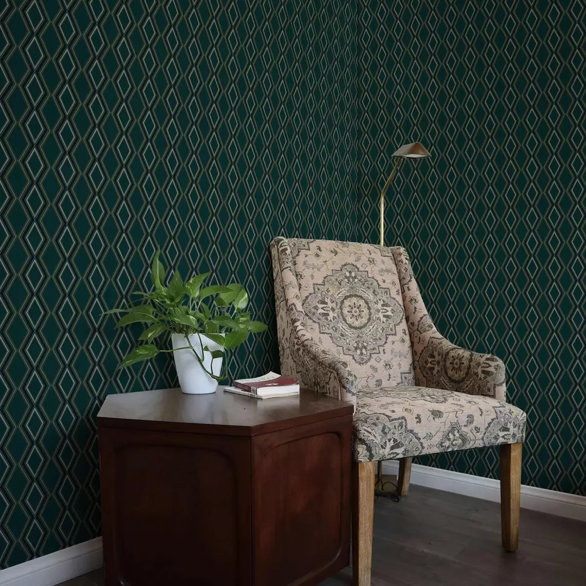 Tapety Tmavě modrozelené pozadí s vertikálními řadami diamantů a00976