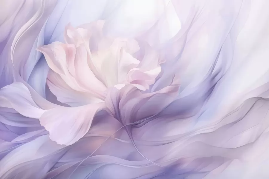 Fototapet Jemný opar okvětních lístků: vzdušná květina v pastelově lila mlze w09517