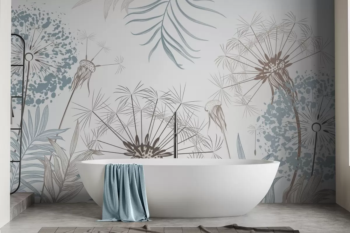 Fototapet Pampelišky mezi listím w04942