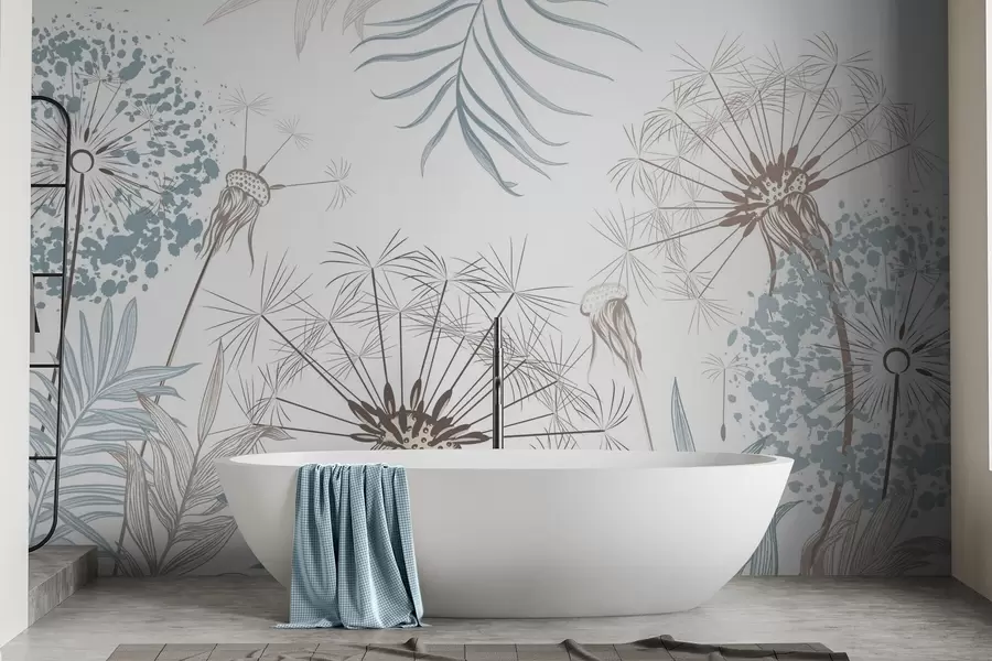 Fototapet Pampelišky mezi listím w04942