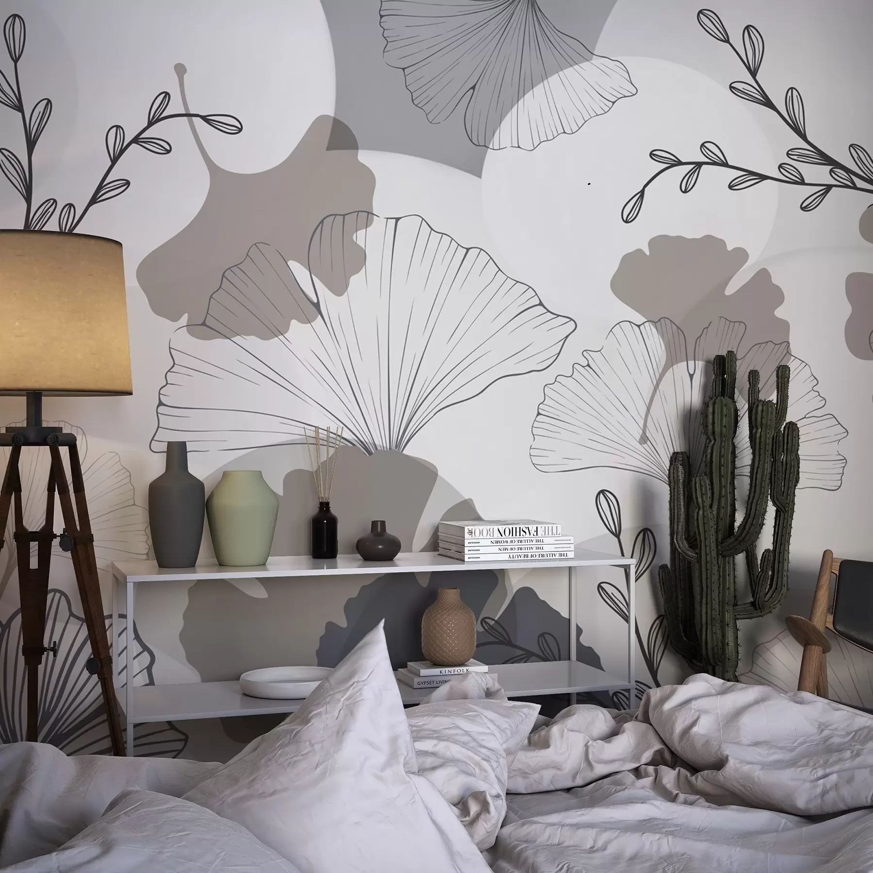 Fototapet Minimalistické listy ginkga w04913