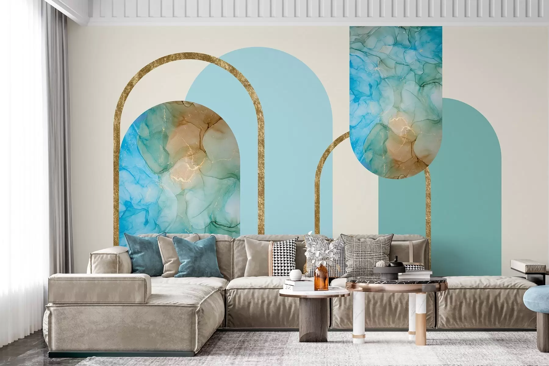 Fototapet elegantní oblouky s imitací mramoru ve stylu art deco w04879