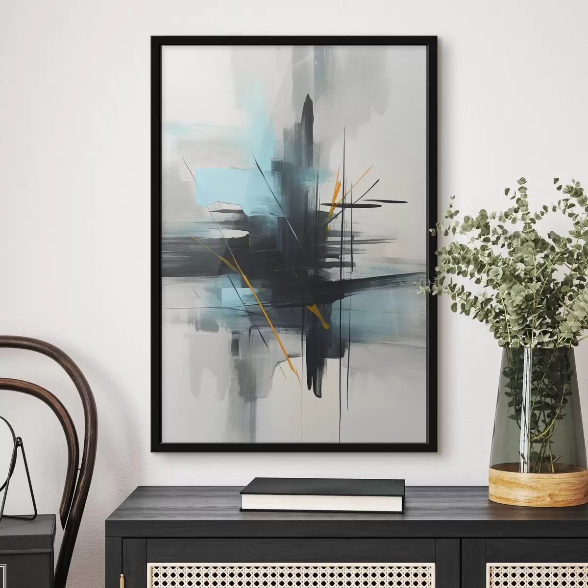 Poster Abstrakce s imitací stříkanců a tahů štětcem f46789