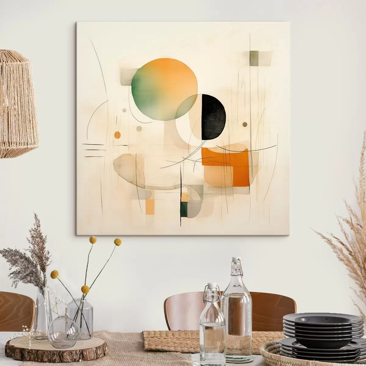 Obraz Geometrické akcenty v jemné paletě barev v moderním minimalistickém stylu Č. s46640