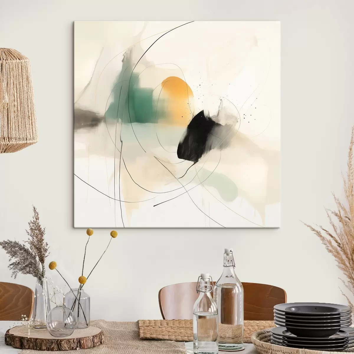 Obraz Jemná dynamika barev a linií ve vzdušném abstraktním stylu Č. s46641