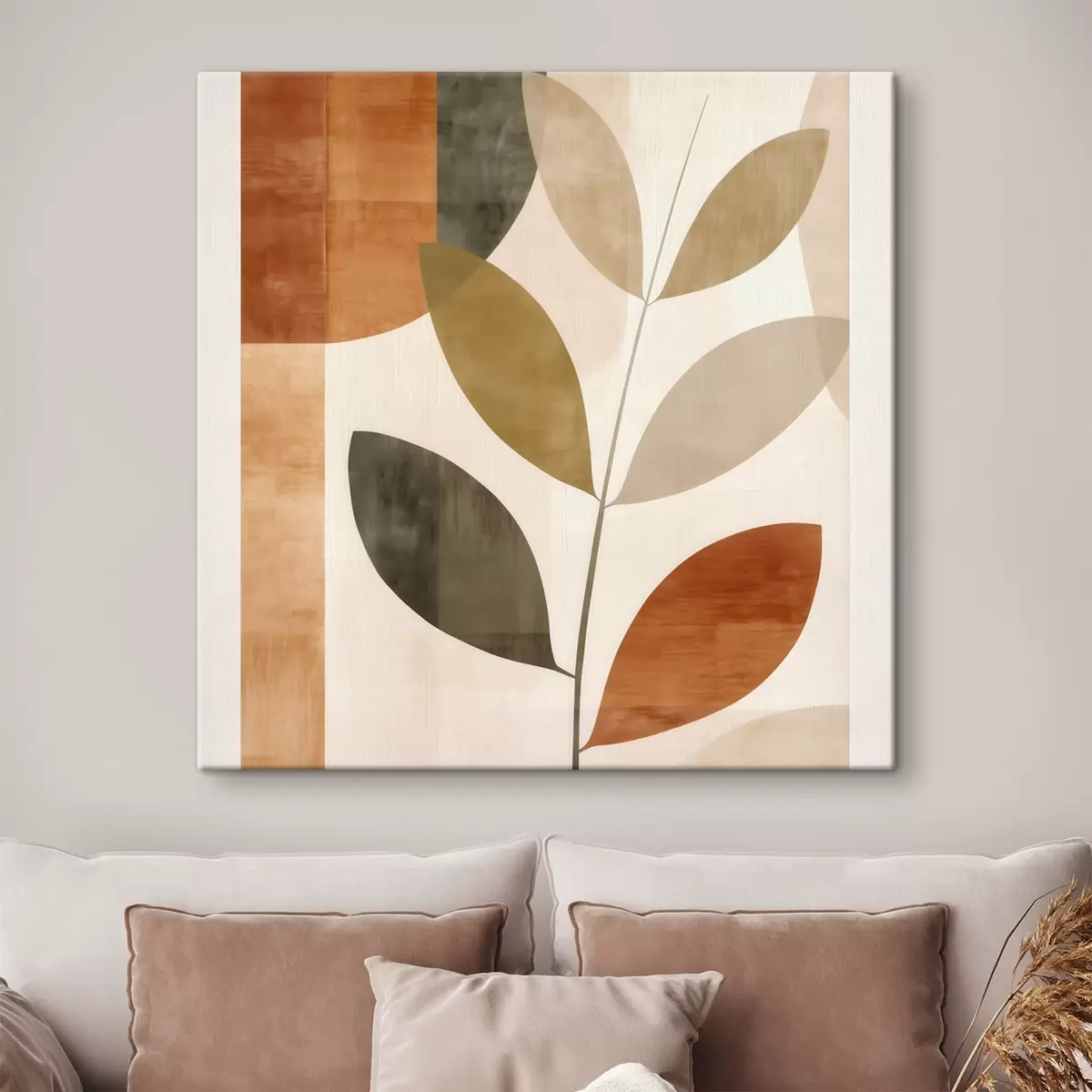 Obraz Teplá listová kompozice v lyrickém minimalistickém stylu Č. s46646