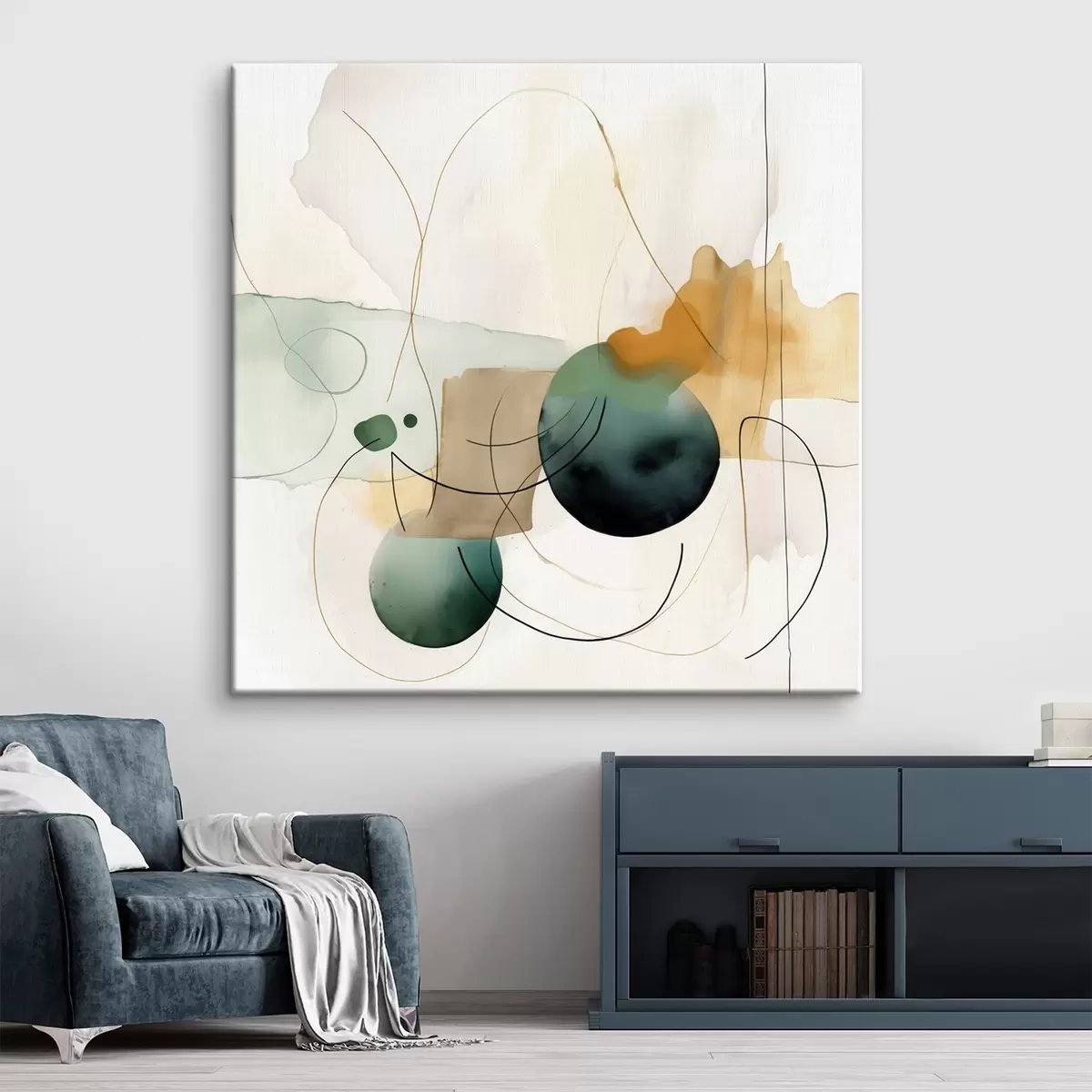 Obraz Rytmus zaoblených siluet v moderním akvarelovém stylu Č. s46648