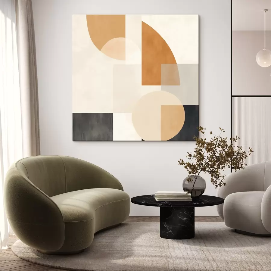 Obraz Umělecká geometrie kombinující zaoblené a lineární tvary Č. s46665