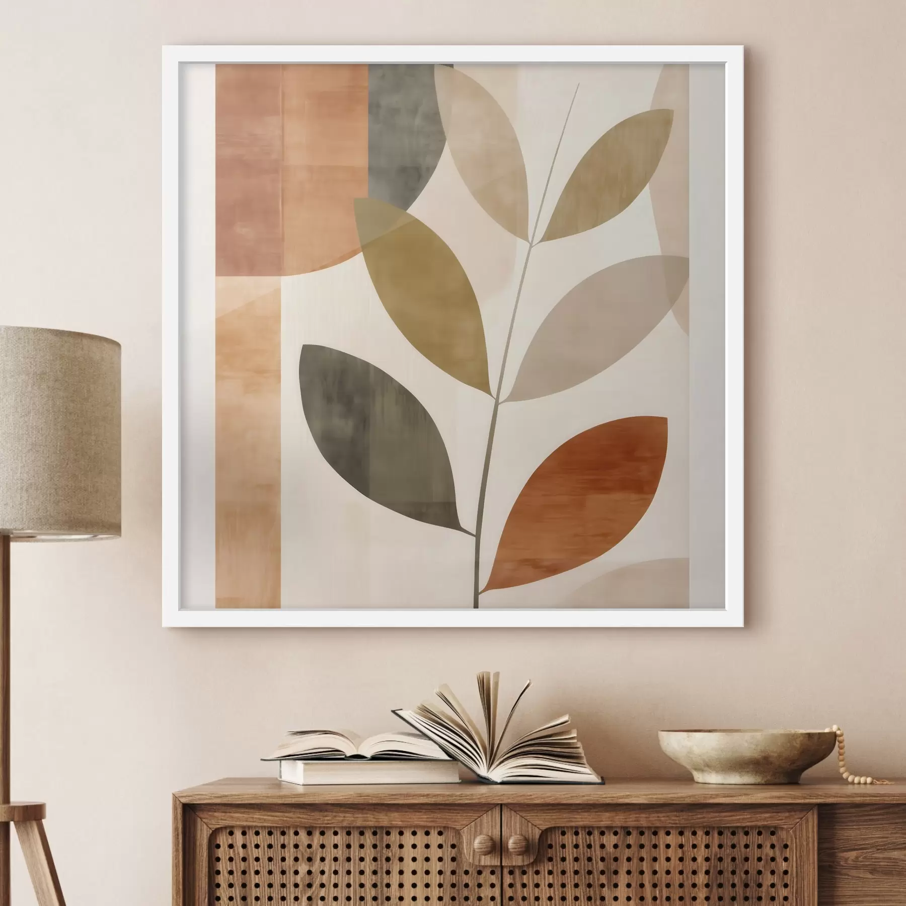 Fototapet Teplá listová kompozice v lyrickém minimalistickém stylu f46646