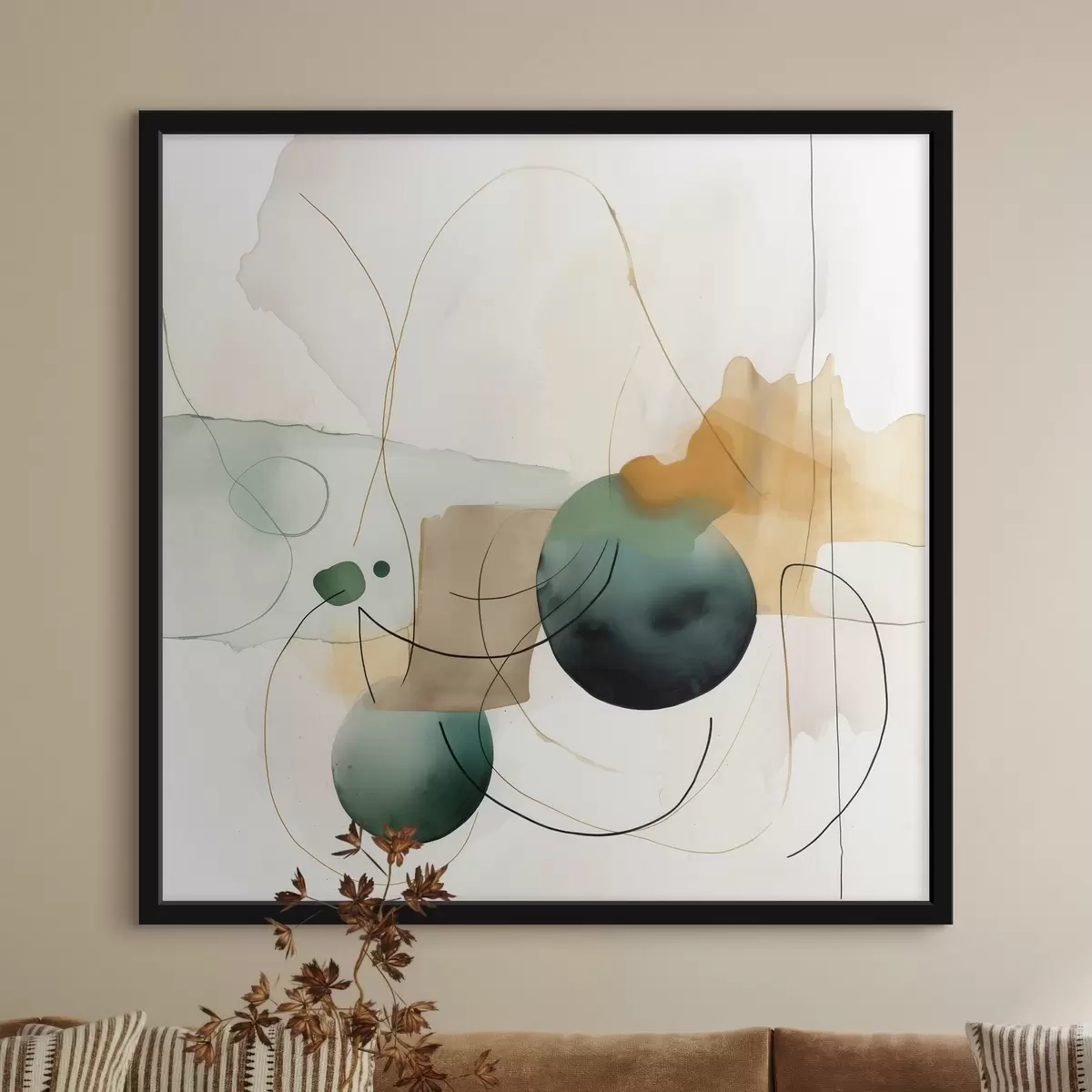 Poster Rytmus zaoblených siluet v moderním akvarelovém stylu f46648