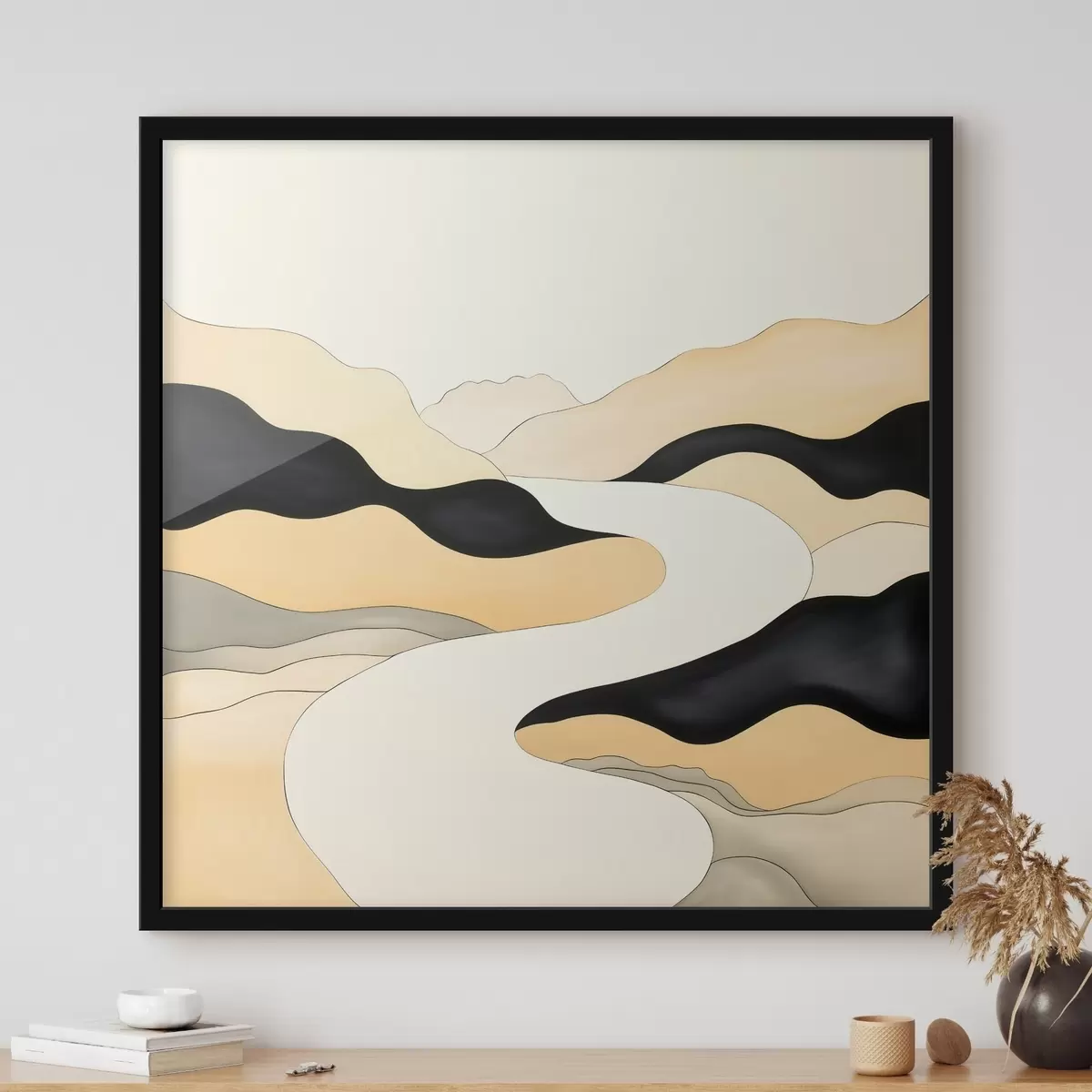 Poster Umělecká kompozice s kontrastními akcenty v teplé barevné paletě f46663