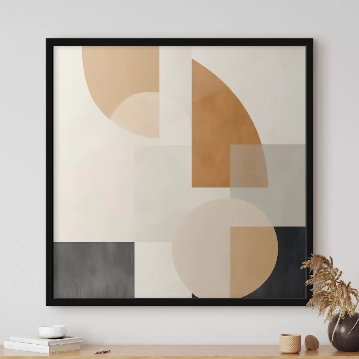 Poster Umělecká geometrie kombinující kruhové a lineární tvary f46665