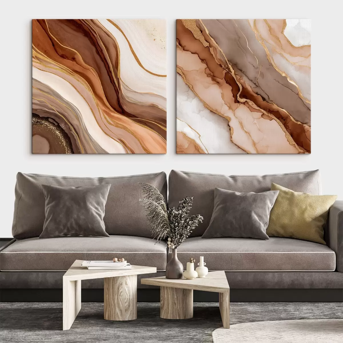 Obraz Dvoudílná abstraktní kompozice s plynulými vrstvenými přechody Č. m00982