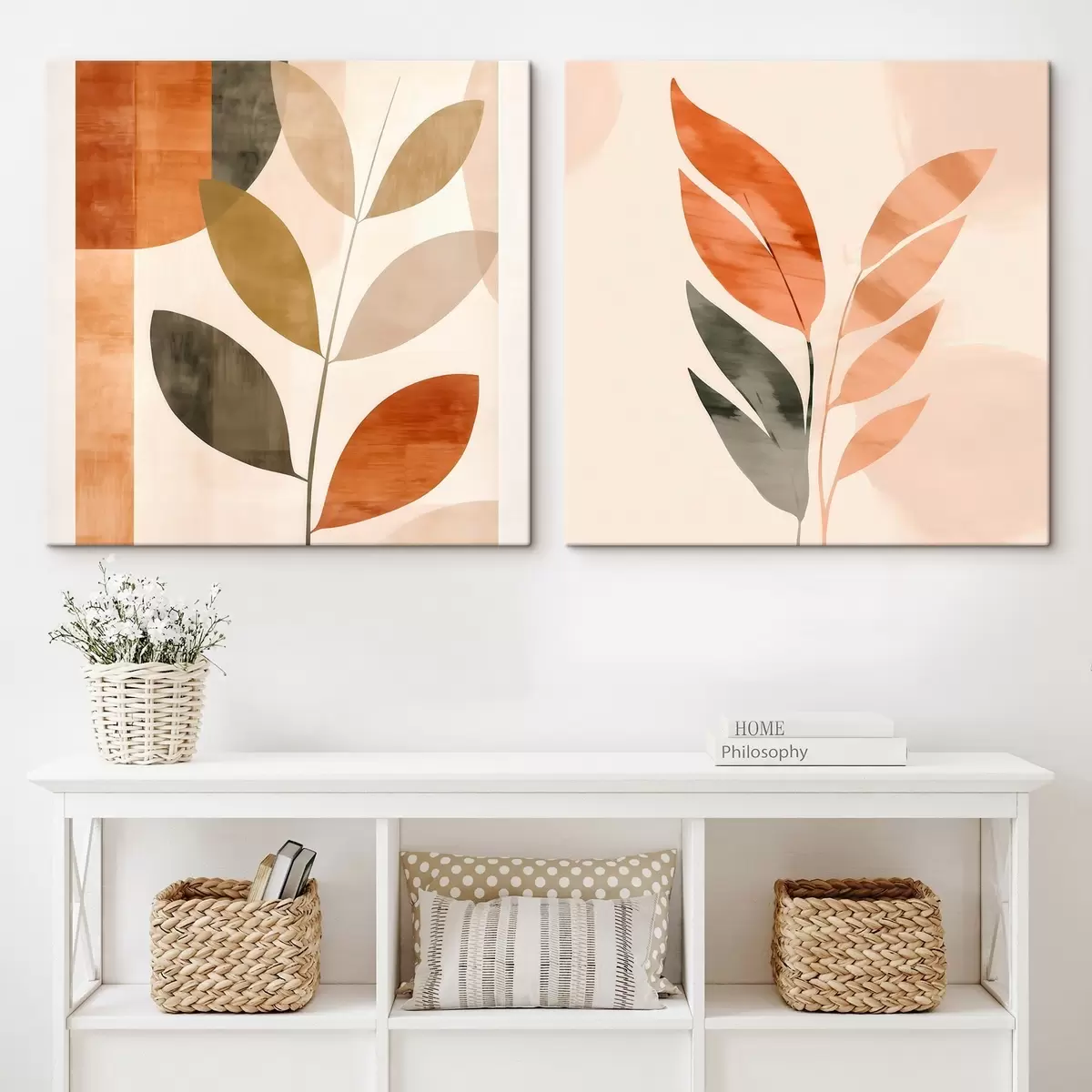 Obraz Stylizované zobrazení rostlin v klidné barevné škále Č. m00984