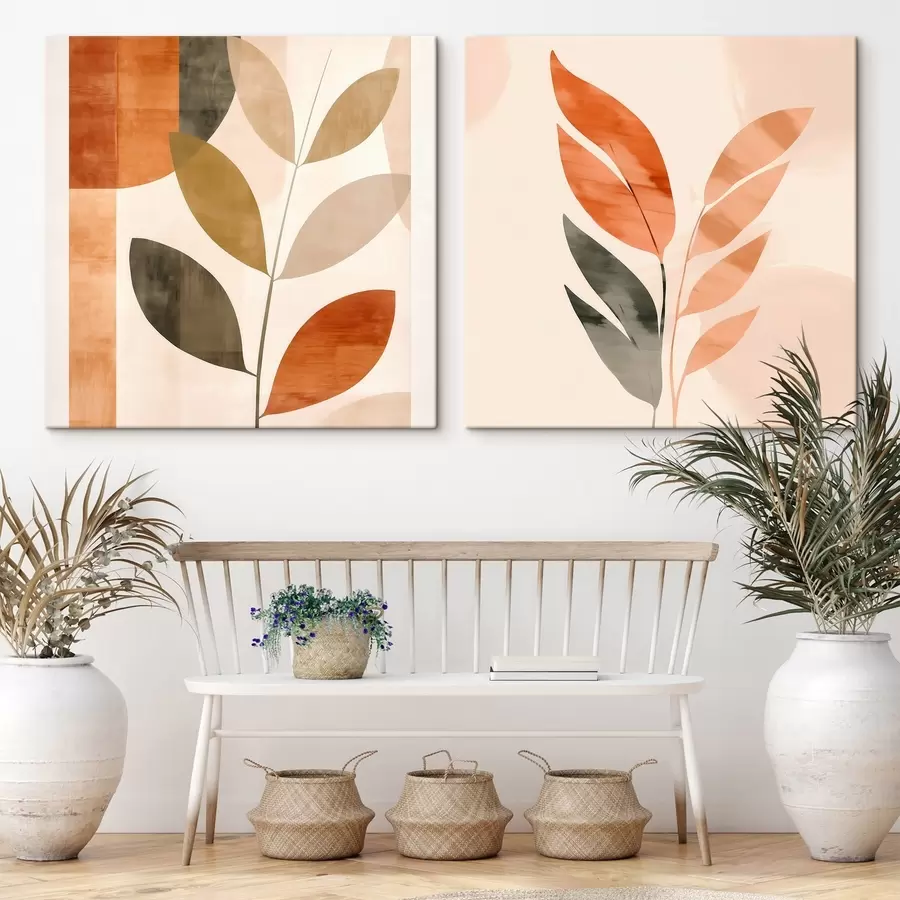 Obraz Stylizované zobrazení rostlin v klidné barevné škále Č. m00984