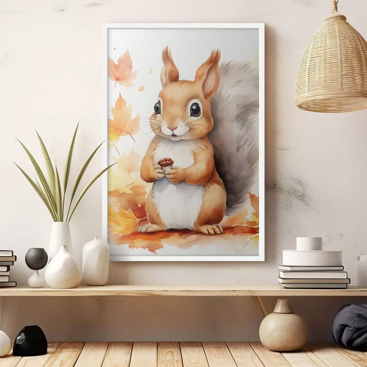 Poster Roztomilá veverka, imitace akvarelu f46766