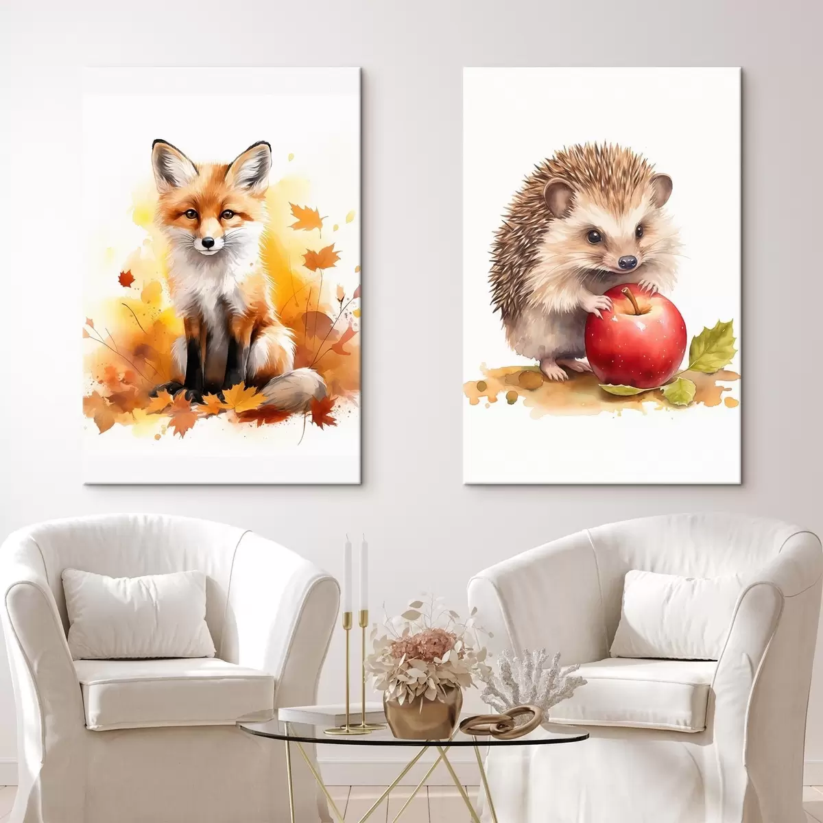 Obraz Liška a ježek, imitace akvarelu Č. m01050