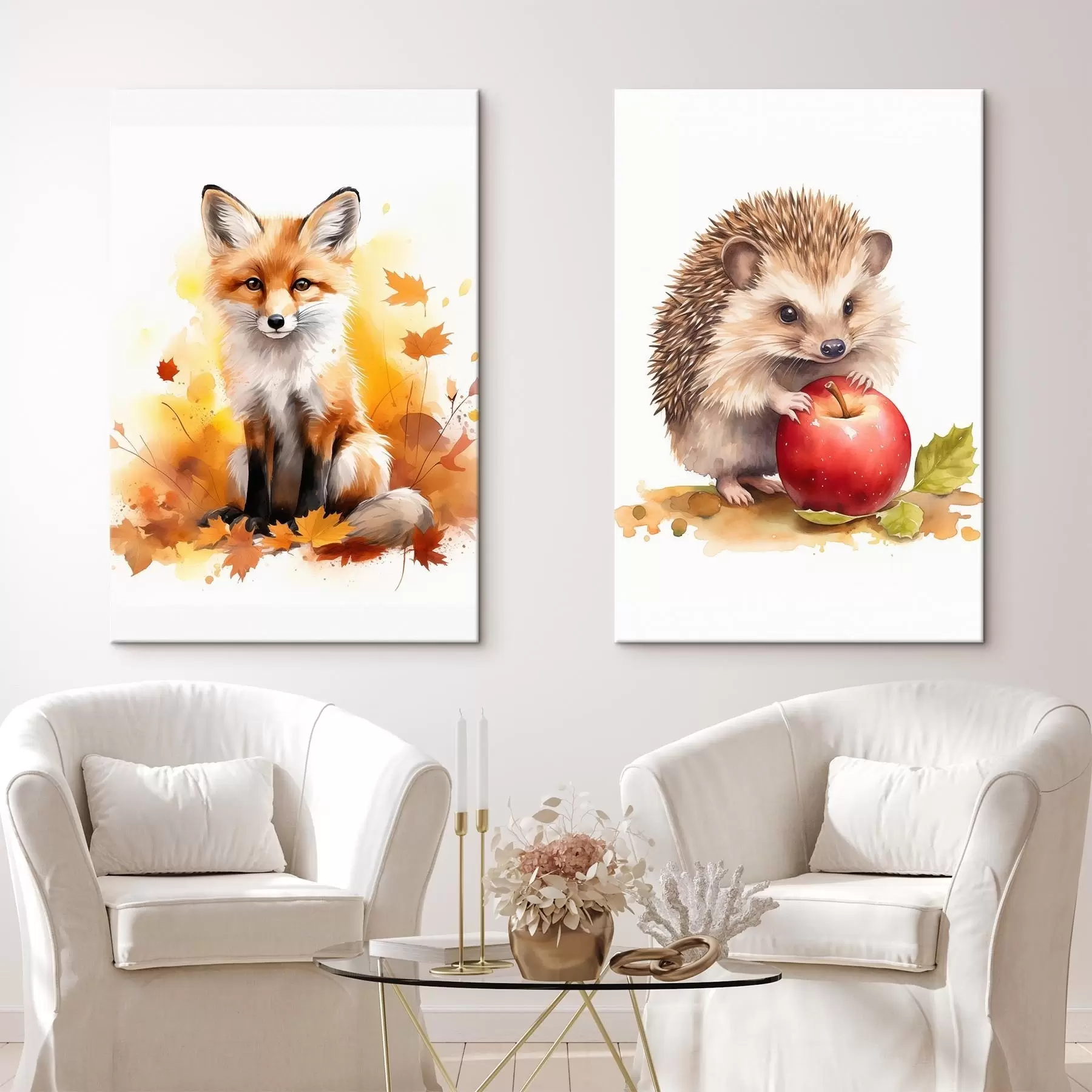 Obraz Liška a ježek, imitace akvarelu Č. m01050