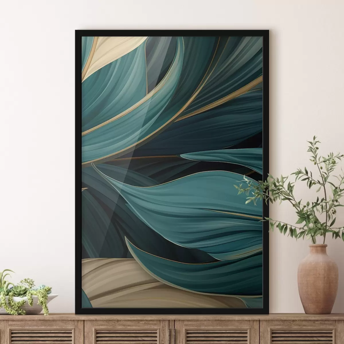 Poster Zelené abstraktní listy f46879