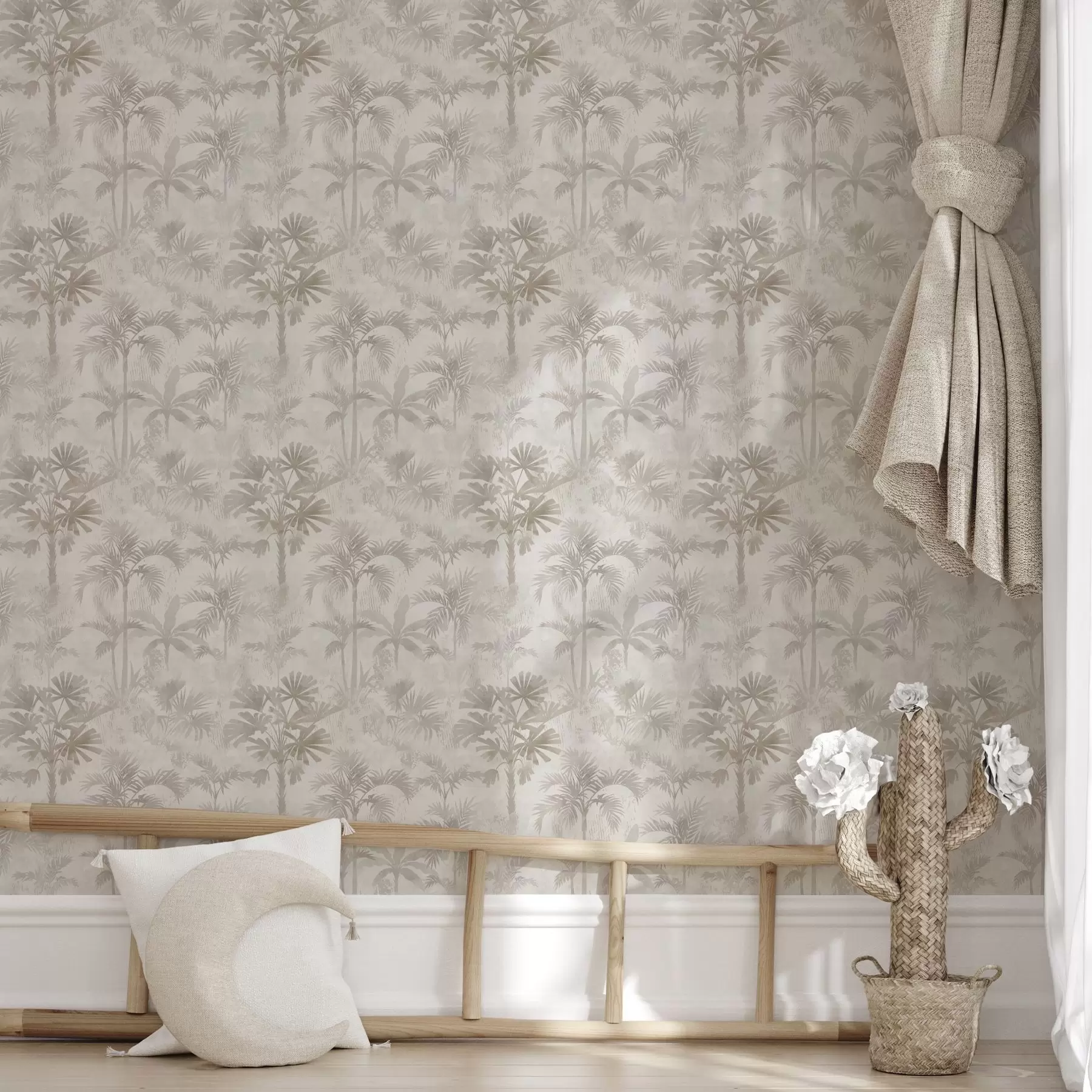 Fototapet Zamlžený palmoví v teplých béžových tónech a00881