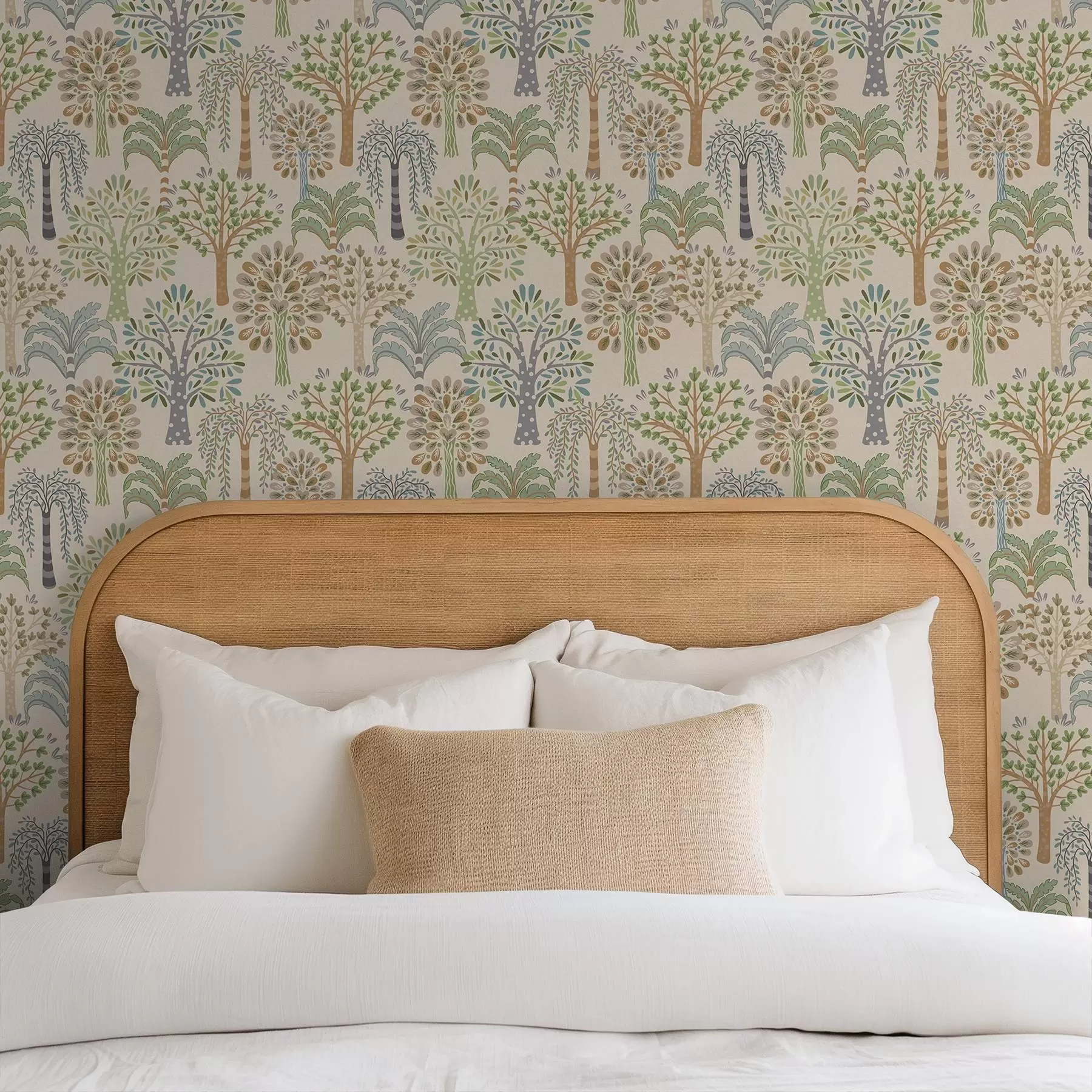 Fototapet Dekorativní stromy v jemné přírodní paletě barev a00960