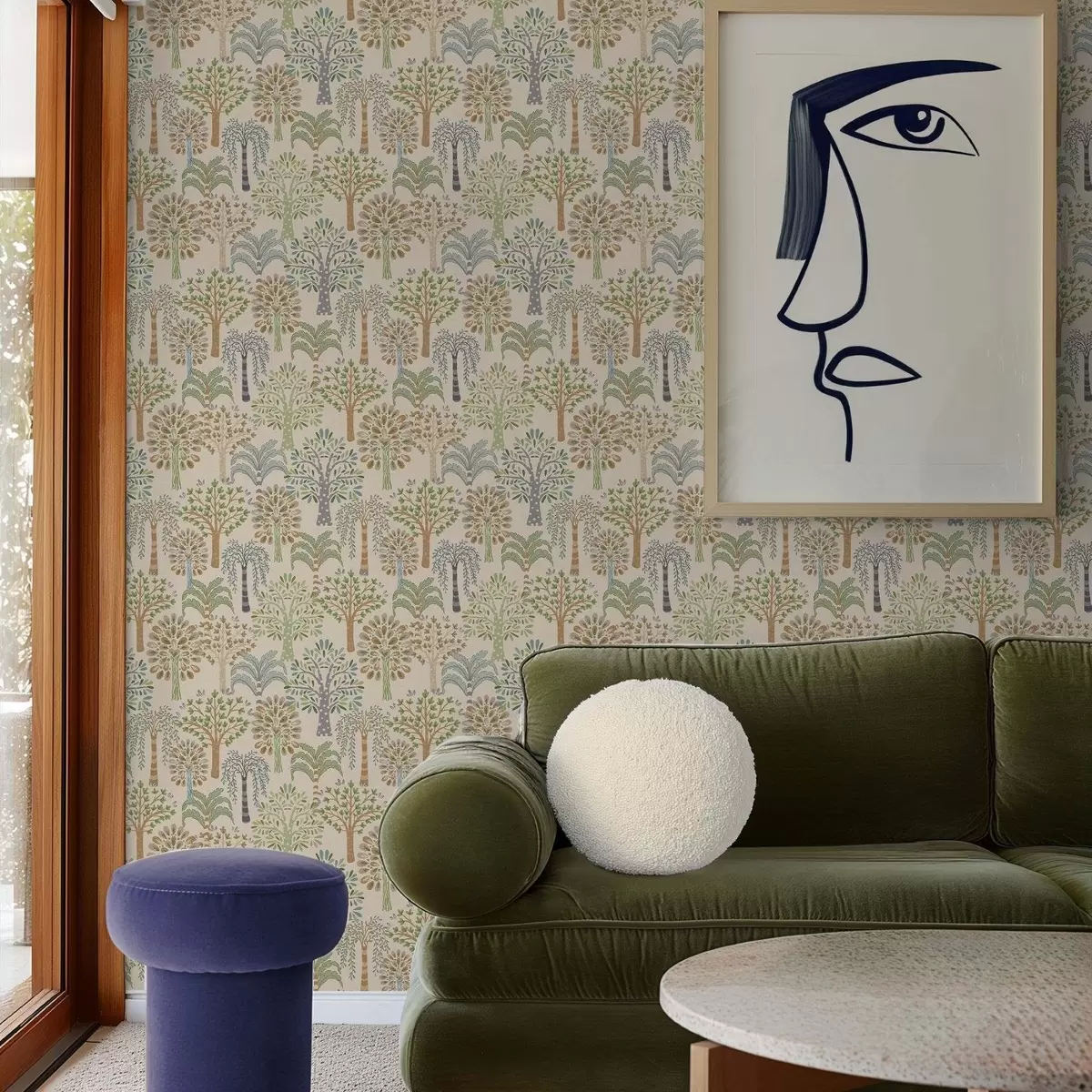 Tapety Dekorativní stromy v jemné přírodní paletě barev a00960