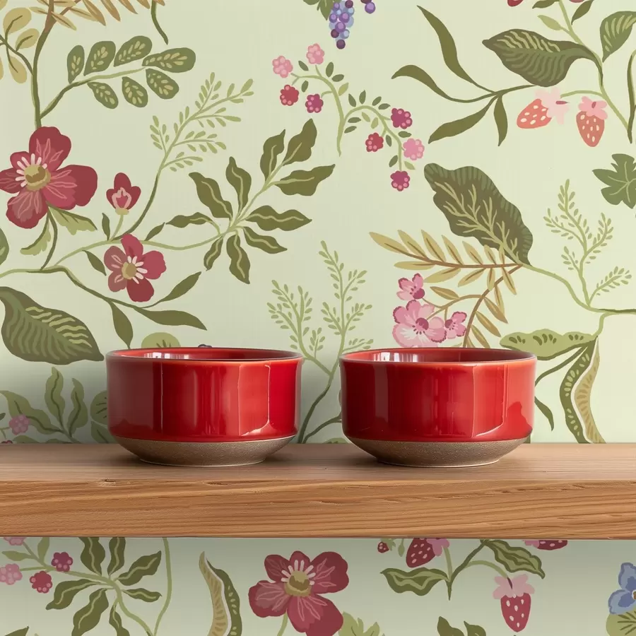 Fototapet Kvetoucí zahrada s bobulemi, hrozny a divokými květinami a00961