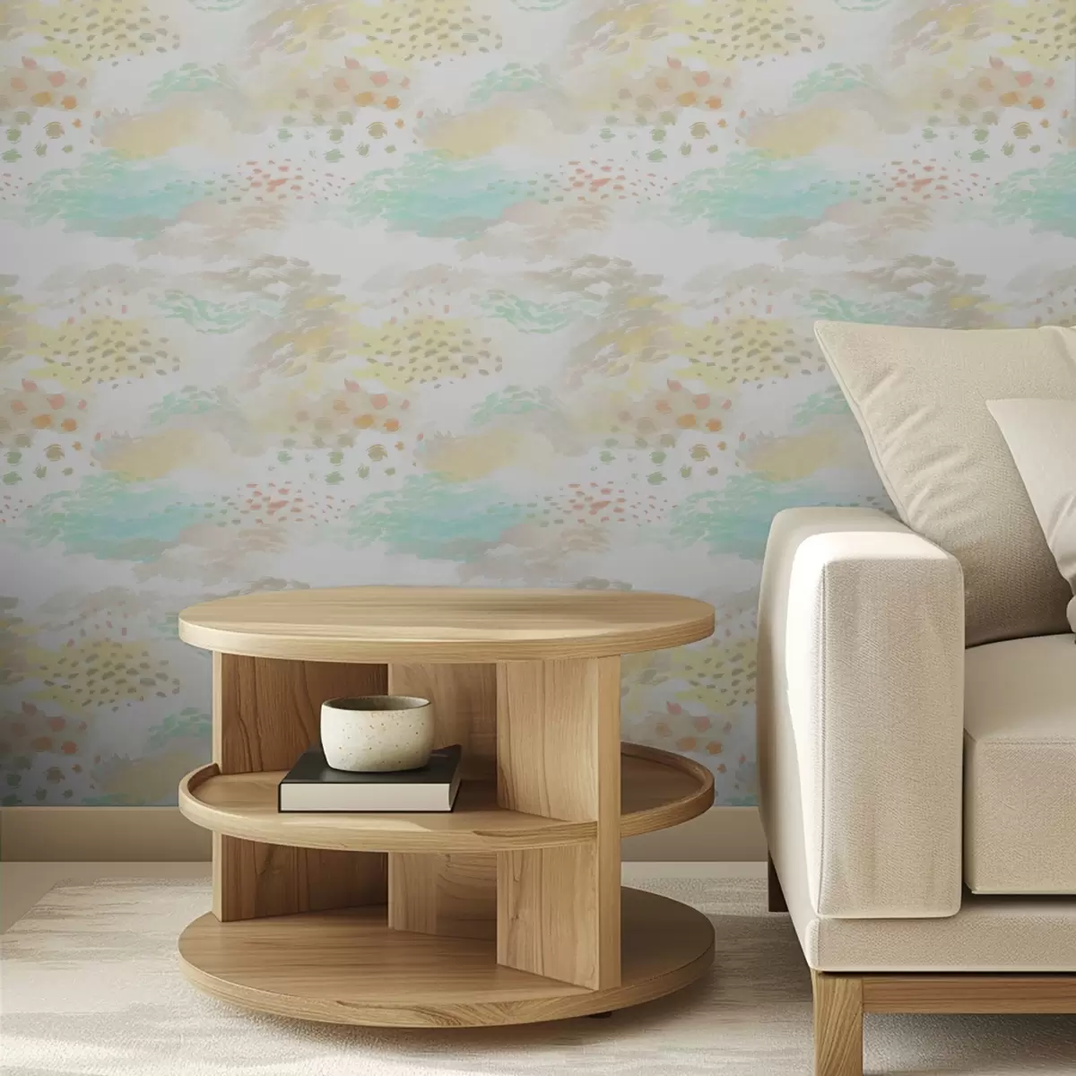 Tapety Světlé pastelové tahy štětcem na téměř bílém pozadí a00999