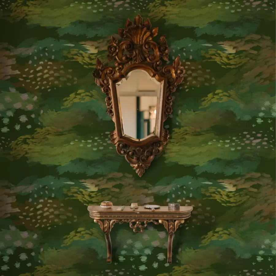 Fototapet Bohatá zelená abstrakce s energickými tahy štětcem a00999v3