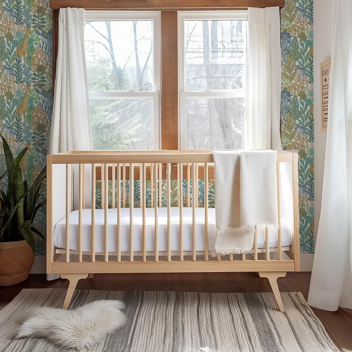 Tapety Veselá zvířata savany mezi listy na bílém pozadí a01000