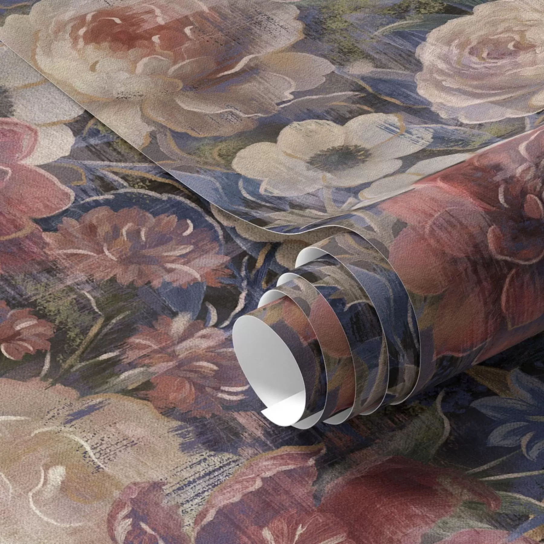 Fototapet Malířská kytice velkých květů na tmavě indigovém pozadí a01021