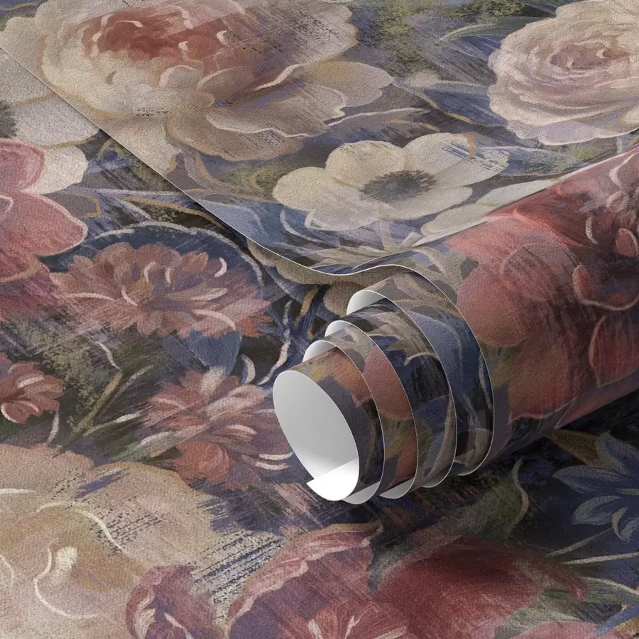 Fototapet Malířská kytice velkých květů na tmavě indigovém pozadí a01021