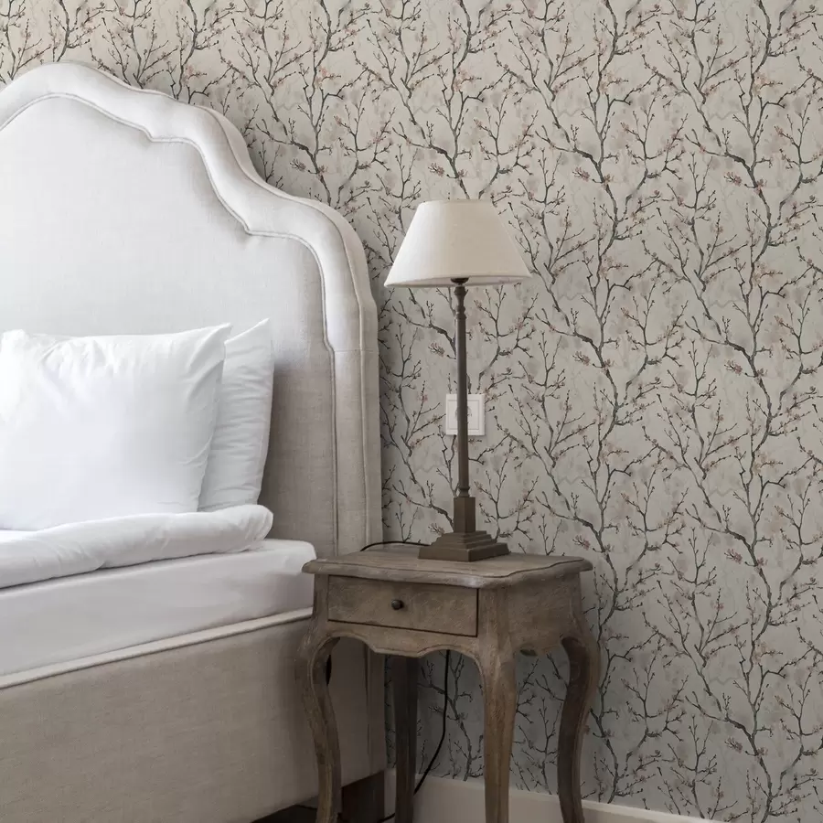 Fototapet Akvarelové větve sakury na světlém pozadí a01033