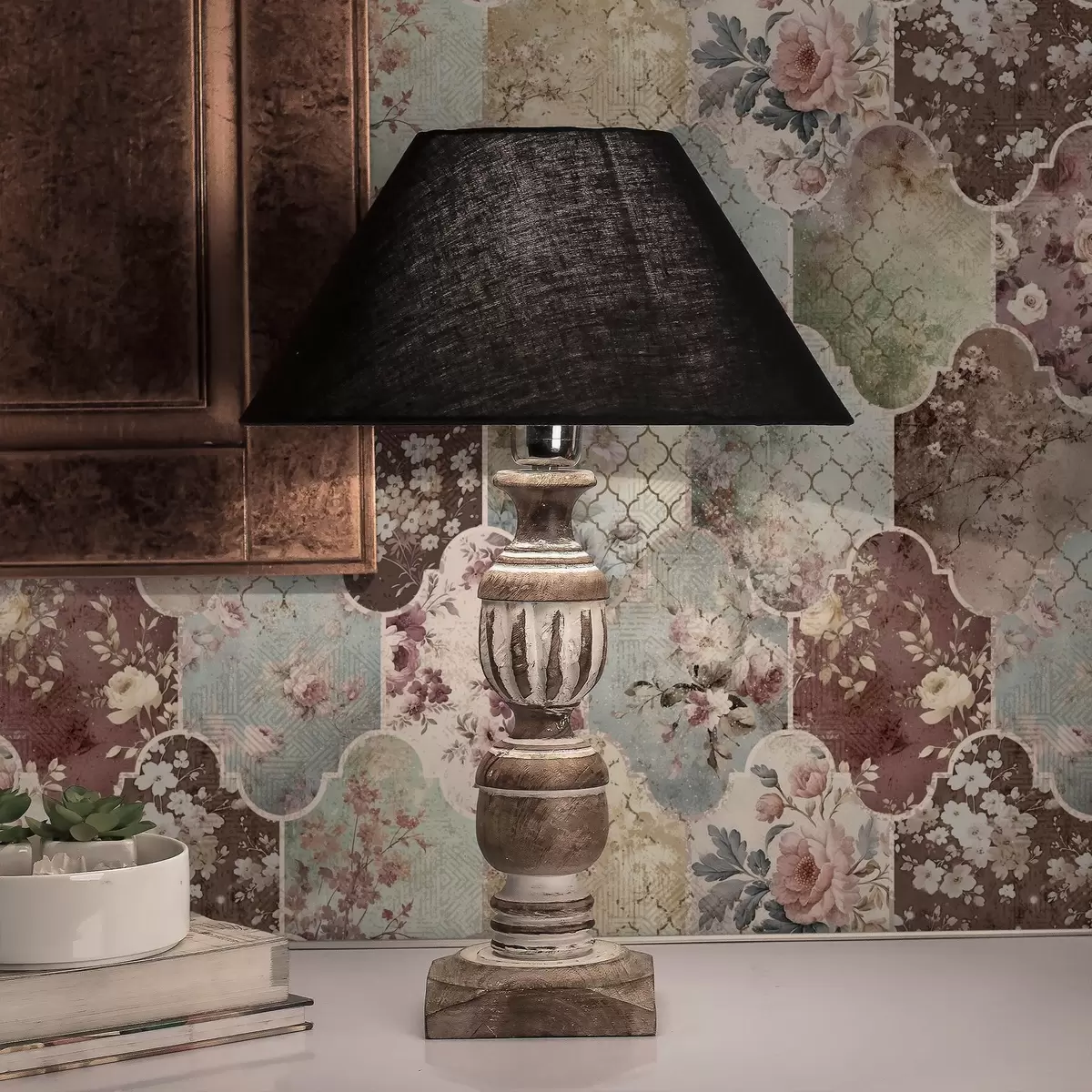 Tapety Mozaika květinových panelů a opotřebovaných vzorovaných dlaždic a01038