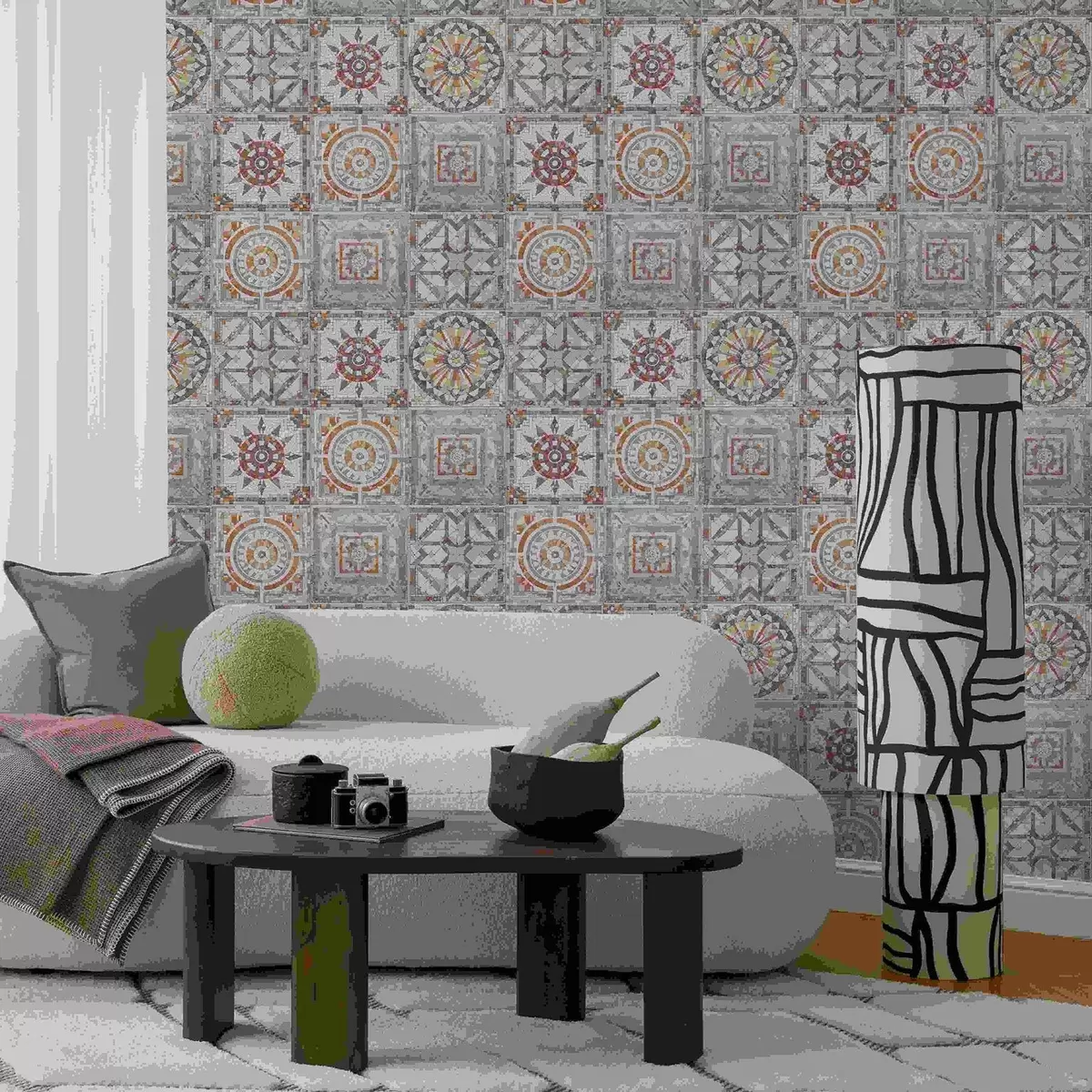 Tapety Staré kamenné mozaikové medailony s opotřebovanými detaily a01042