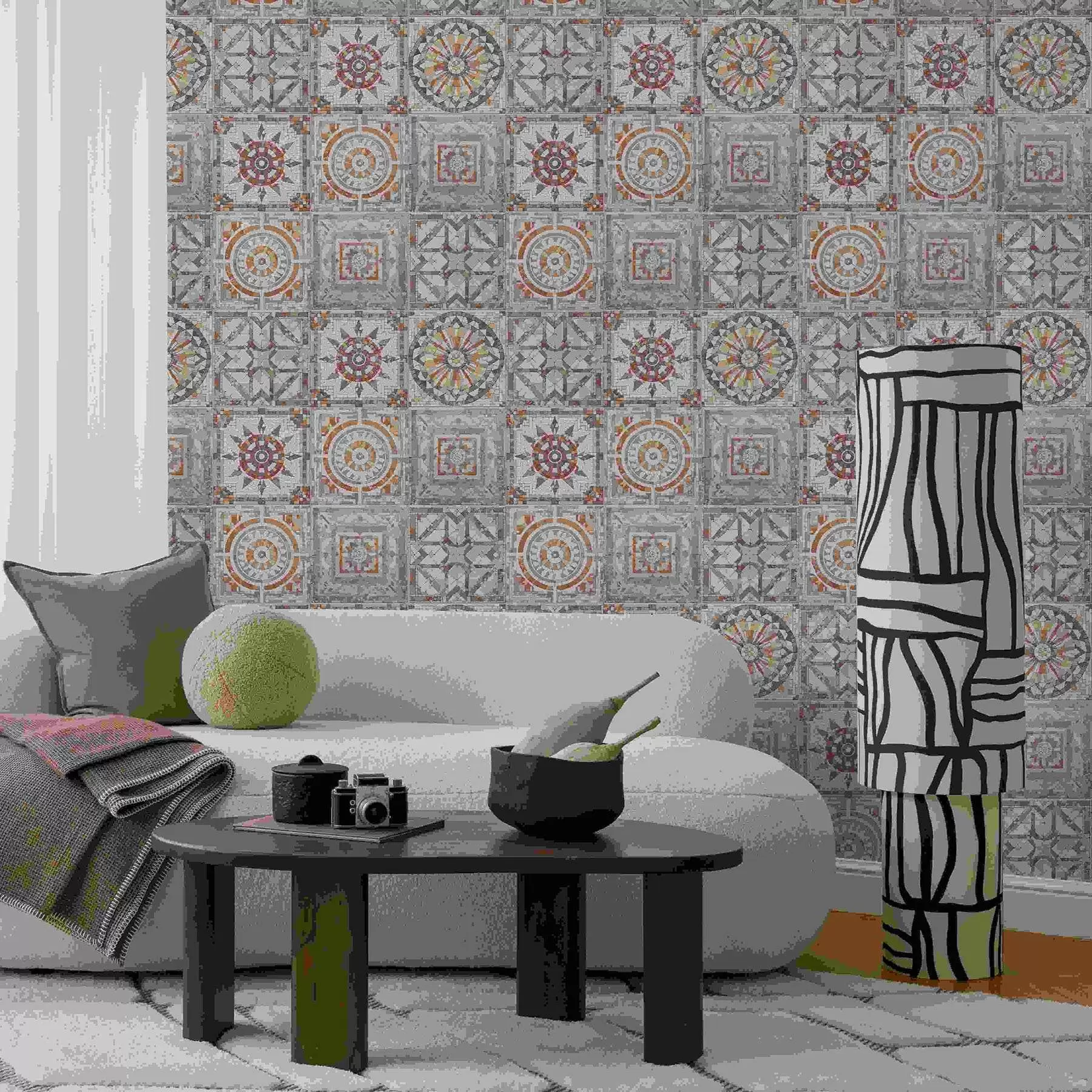 Fototapet Staré kamenné mozaikové medailony s opotřebovanými detaily a01042