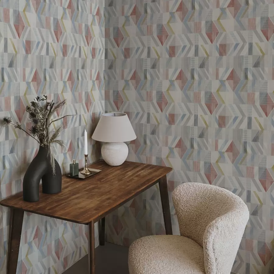 Fototapet Geometrické šipky v pastelových červených a modrých tónech a01056