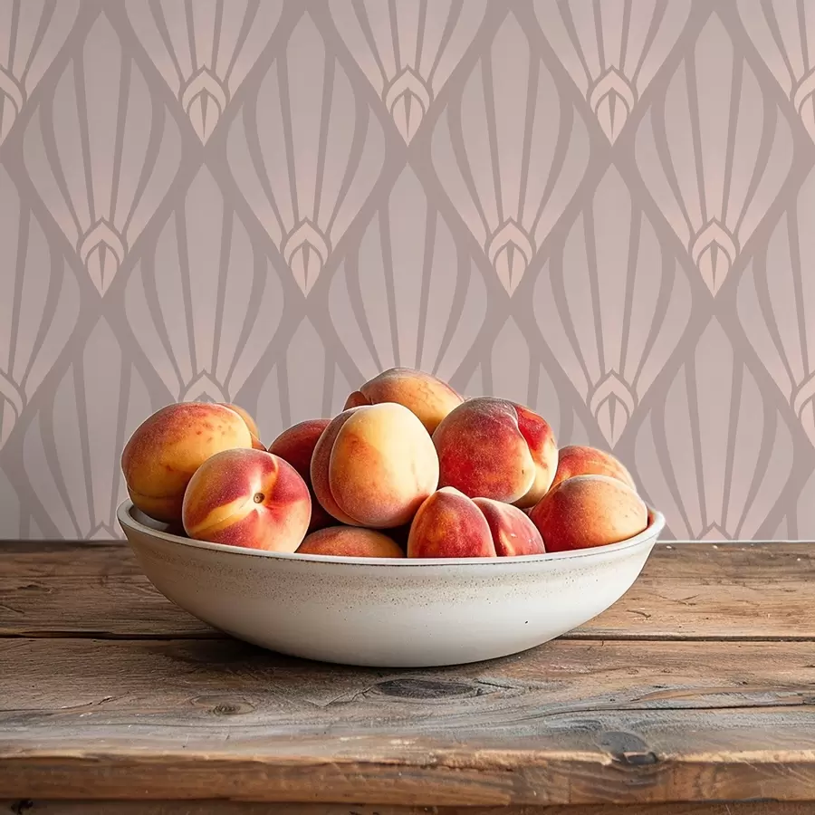 Fototapet Pudrově béžový Art Deco s jemnými vějířky a01064v1