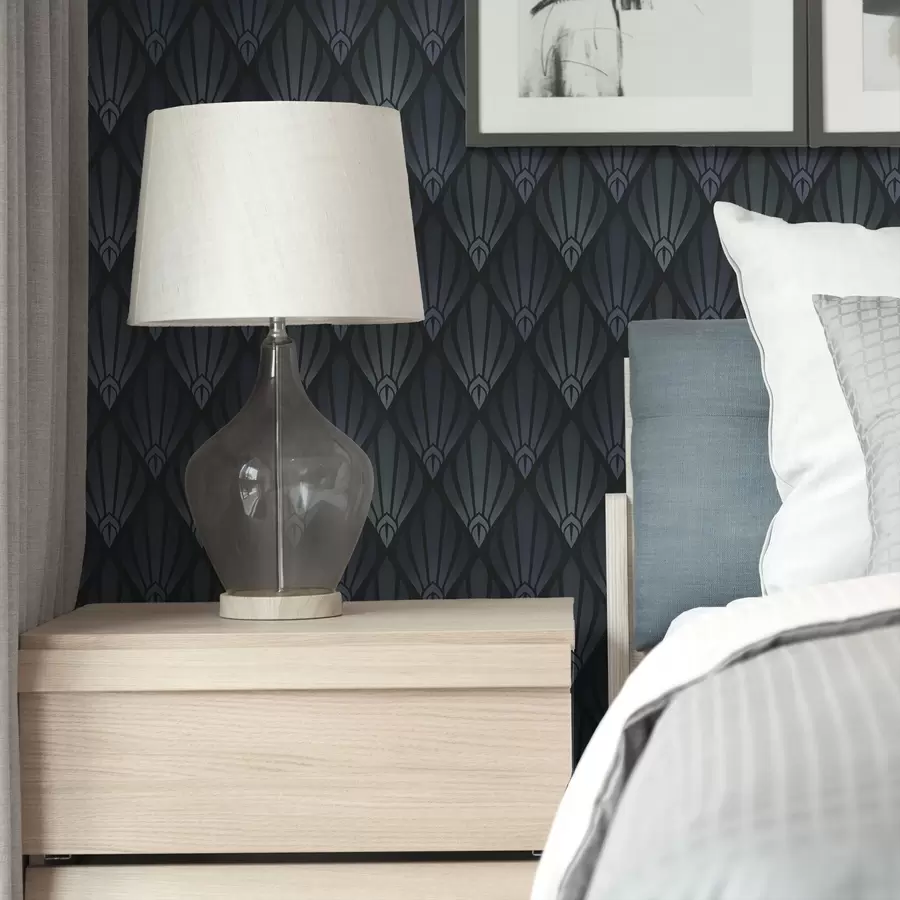 Fototapet Chladná modrošedá Art Deco s vějířovitými tvary a01064v3