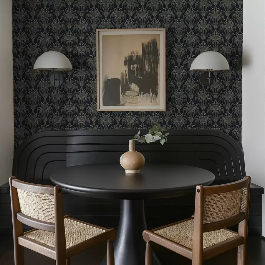 Fototapet Tmavý ornament ve stylu art deco se stylizovanými rostlinami a01065