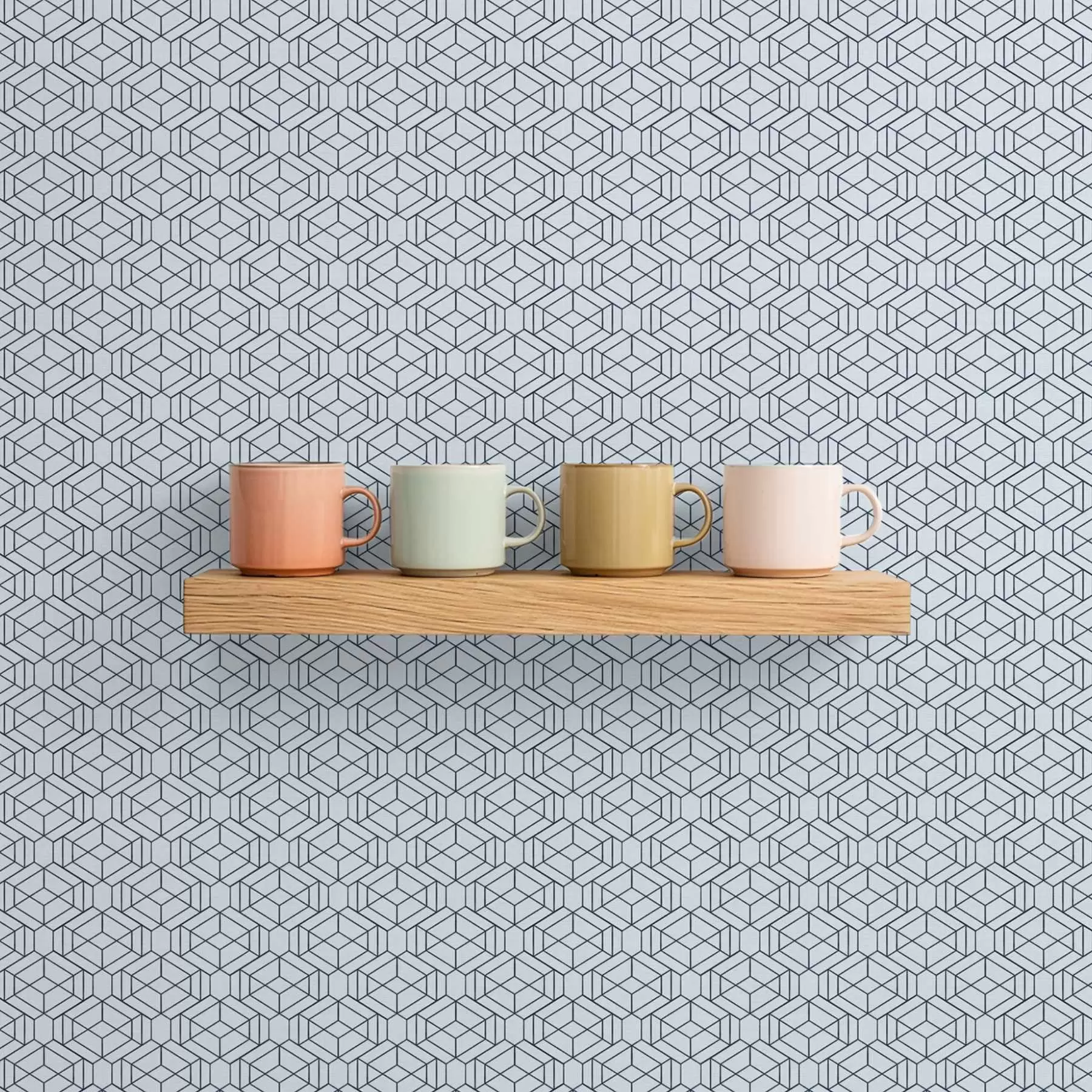 Fototapet Světle modrý geometrický vzor kostky a01066