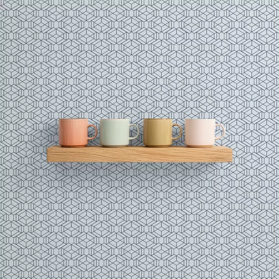 Fototapet Světle modrý geometrický vzor kostky a01066