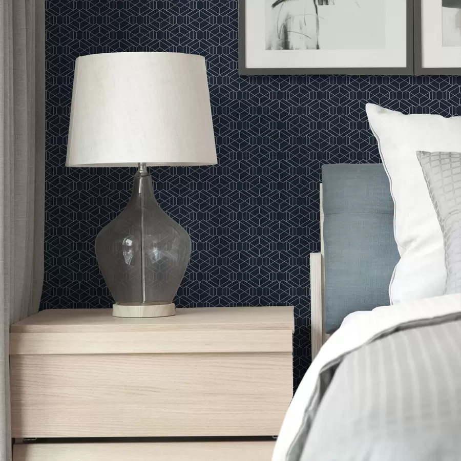 Fototapet Tmavě modrá geometrická mřížka z kostek a01066v1