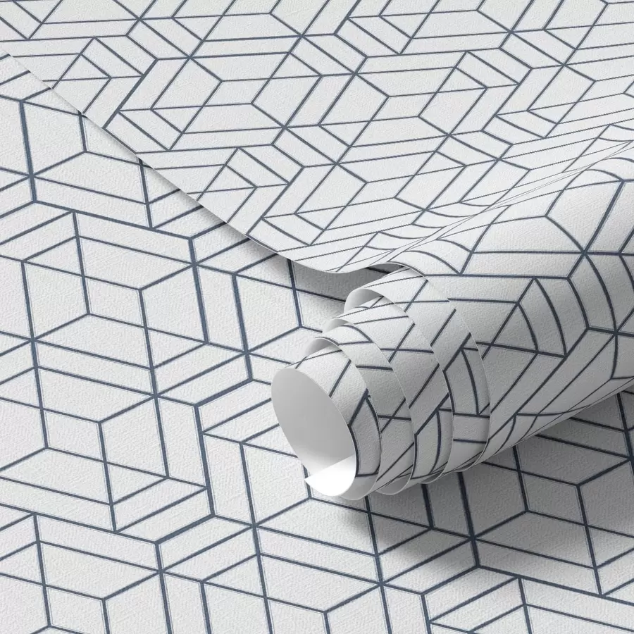 Fototapet Bílé pozadí s modrými trojrozměrnými geometrickými kostkami a01067