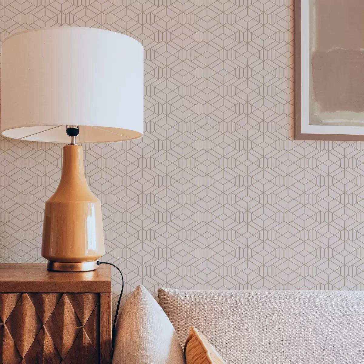 Tapety Teplé béžové pozadí s jemnými grafickými kostkami a01067v3