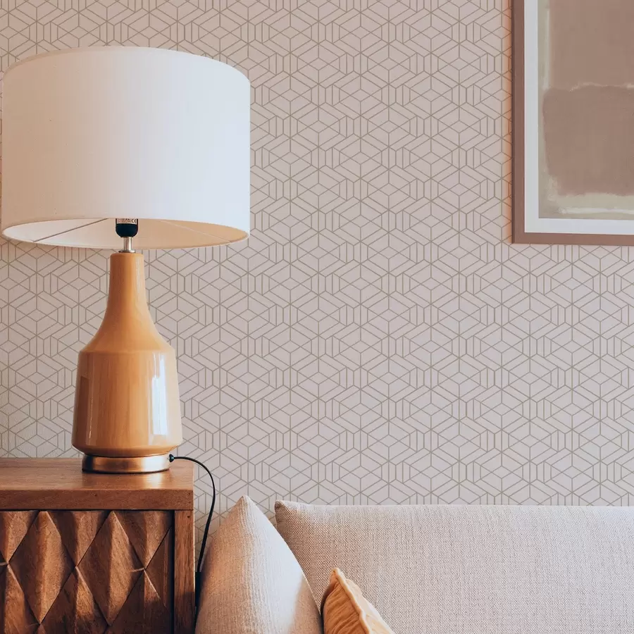 Fototapet Teplé béžové pozadí s jemnými grafickými kostkami a01067v3