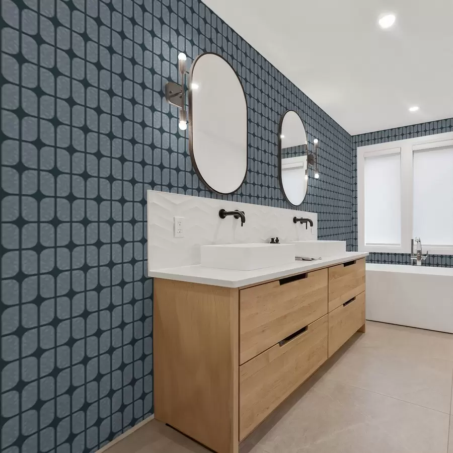 Fototapet Tmavě modré pozadí se šedou mozaikou zaoblených dlaždic a01068v1