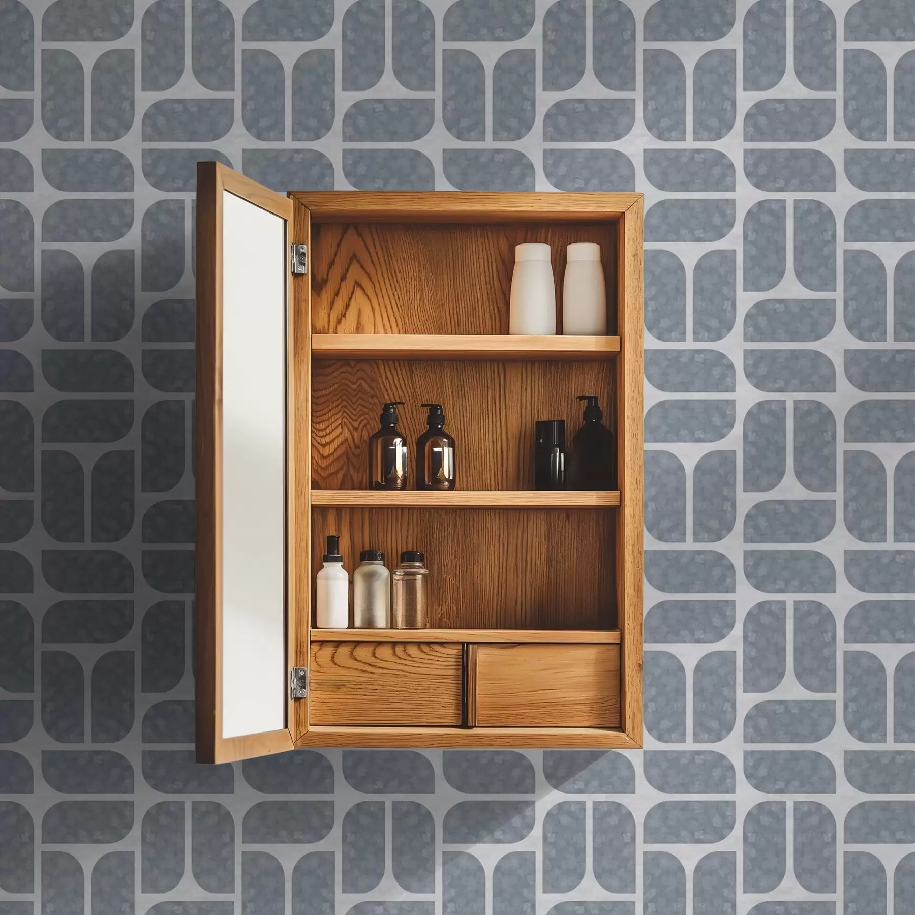 Fototapet Šedá mozaika střídající zaoblené a obdélníkové tvary a01069