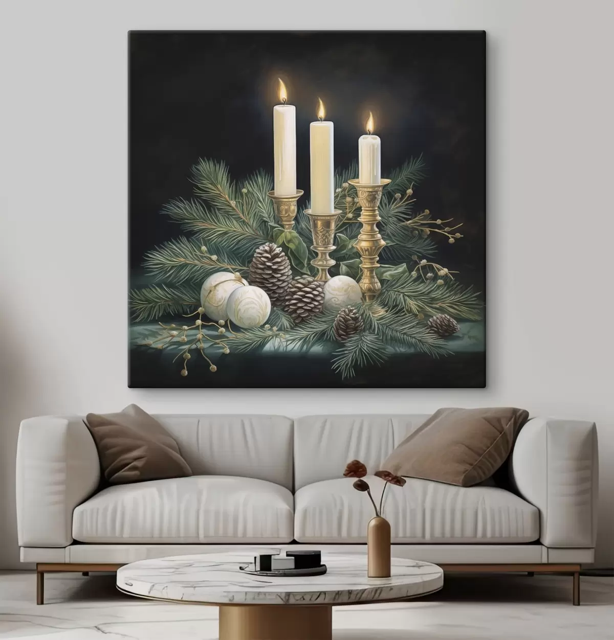 Obraz Novoroční aranžmá, jedle a svíčky Č. s46963