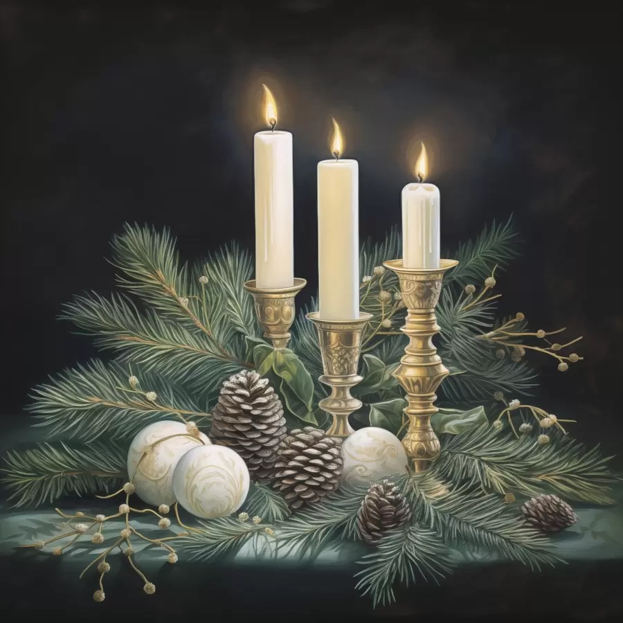 Fototapet Novoroční aranžmá, jedle a svíčky f46963